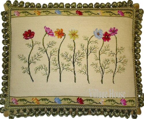 floral needlepoint pillow