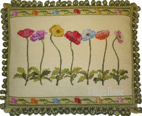 Poppy Needlepoint Pillow