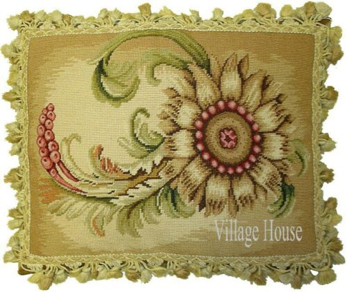 floral needlepoint pillow