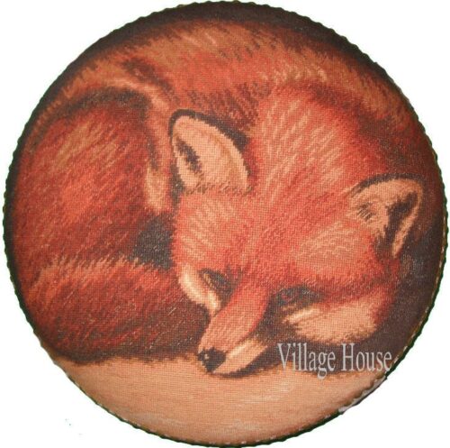 Sleeping Fox Needlepoint Footstool
