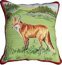 Standing Fox Needlepoint Pillow