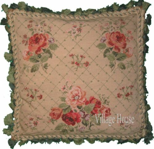 floral needlepoint pillow