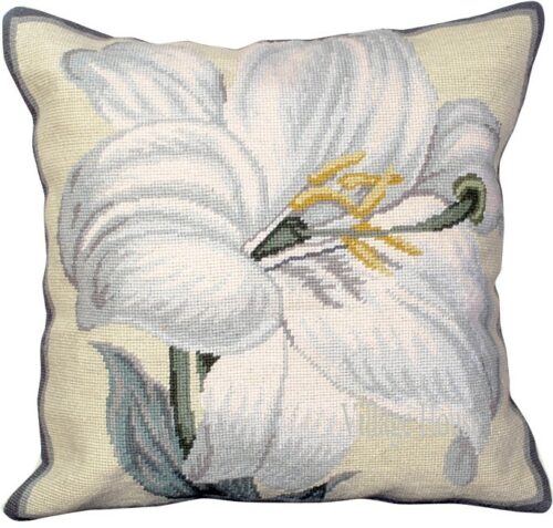 floral needlepoint pillow