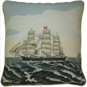 schooner Needlepoint Pillow