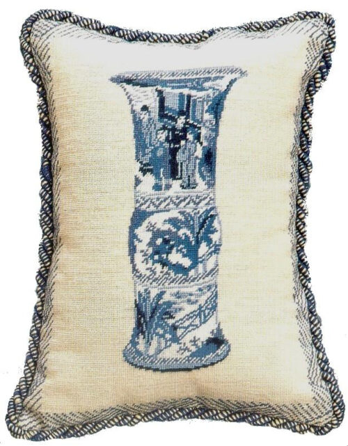 Blue and white decor pillow