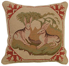 rabbit needlepoint pillow