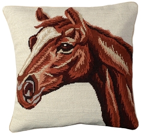 horse needlepoint accent pillow