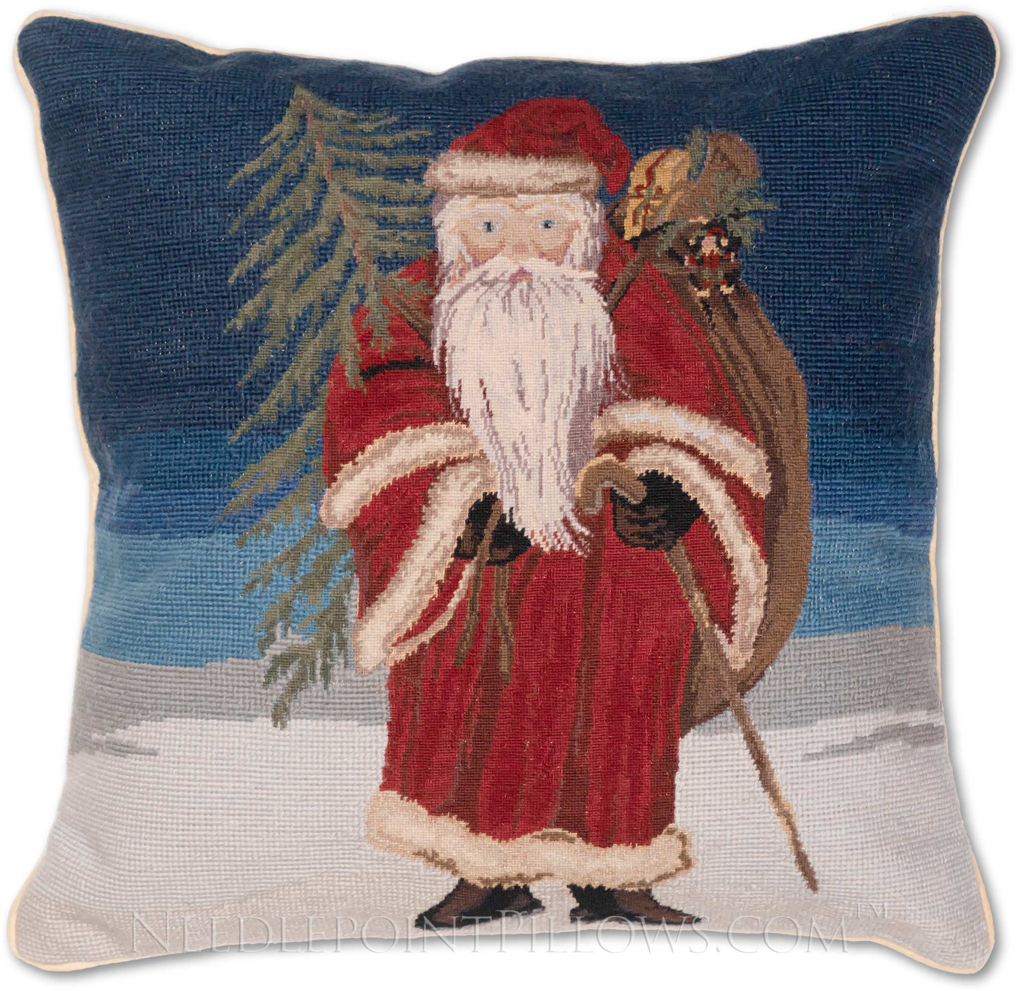 Kringle Chenille Santa Suit Pillow 18x18 - Allysons Place