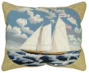 Schooner Needlepoint Pillow