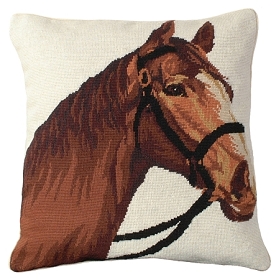 Equestrian needlepoint pillow