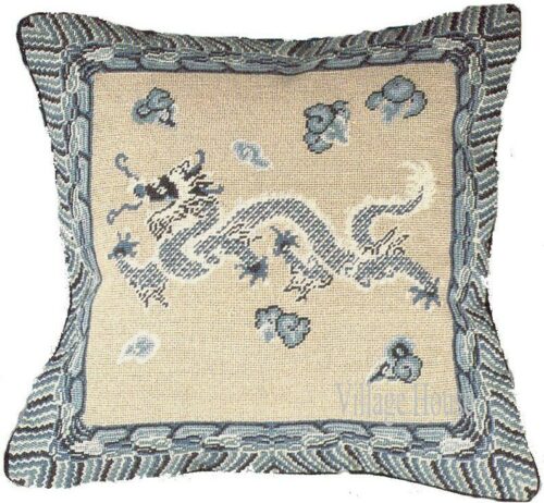 dragon needlepoint pillow