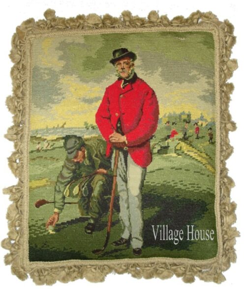 Golfer Needlepoint Pillow