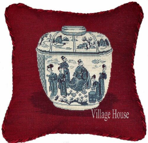 Ming Jar Needlepoint pillow