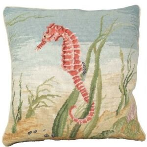 Seahorse II Needlepoint Pillow