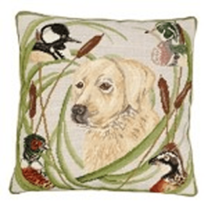 Yellow Lab Needlepoint Pillow