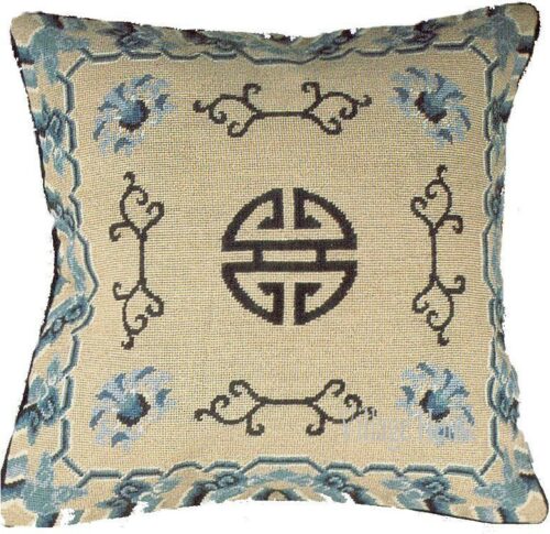 oriental accent needlepoint pillow